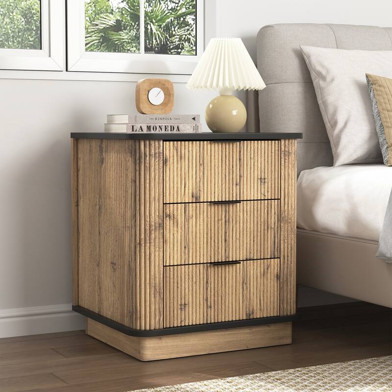 Multi-functional three-drawer MDF nightstand