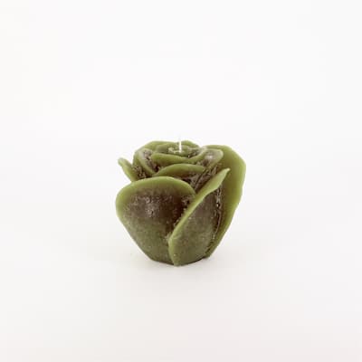 Large 1-Wick Rose Candle 5.5"Dia x 4.75" Dark Green - Dark Green