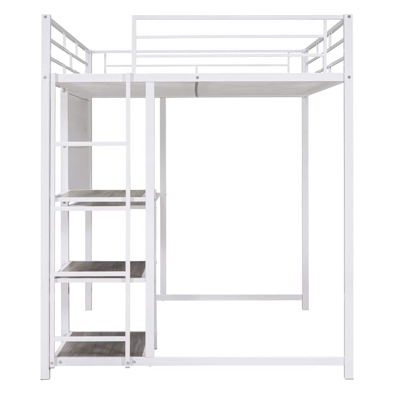 Full Size Loft Bed with Desk, Whiteboard, and Shelves, a Versatile and Functional Piece for Any Bedroom