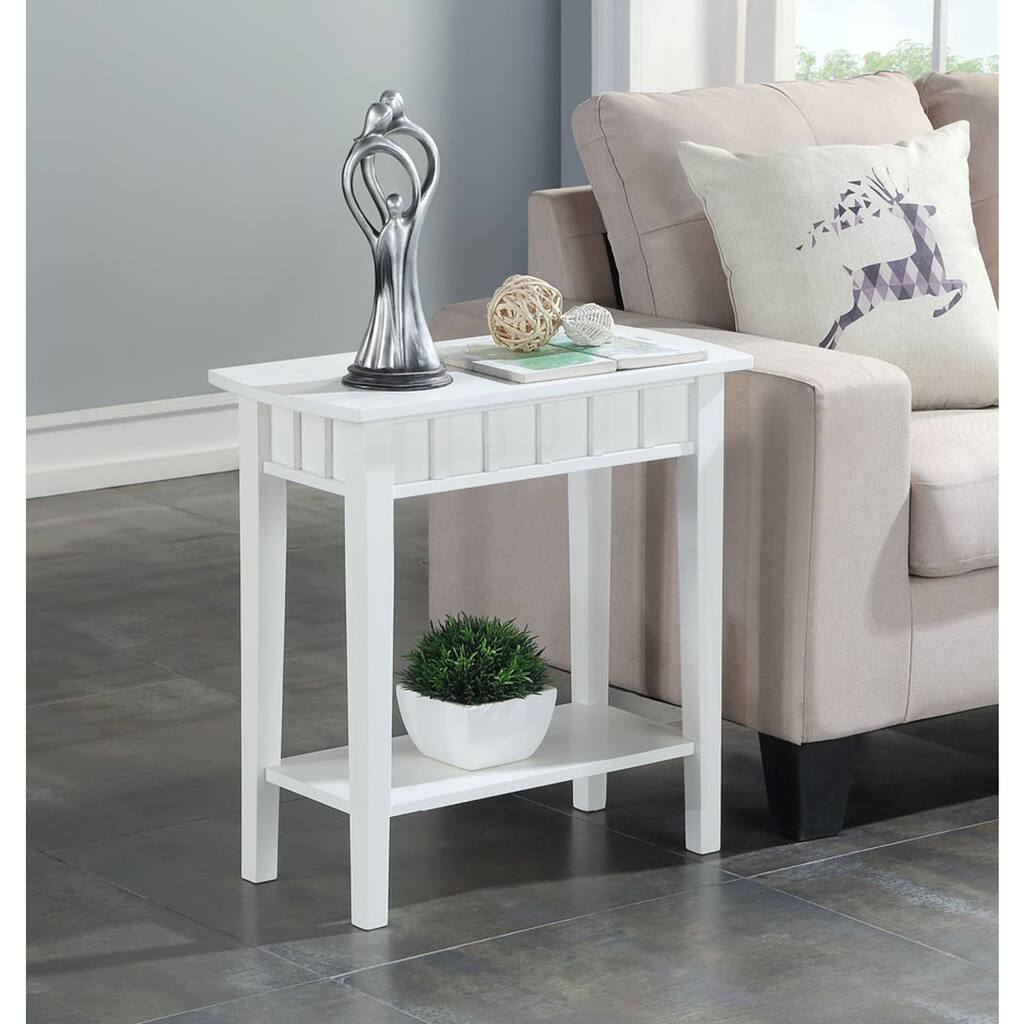End Table with Shelf and Smooth Diamond Design, Modern Accent Table with Rubberwood Legs and Two Tier Storage - 24