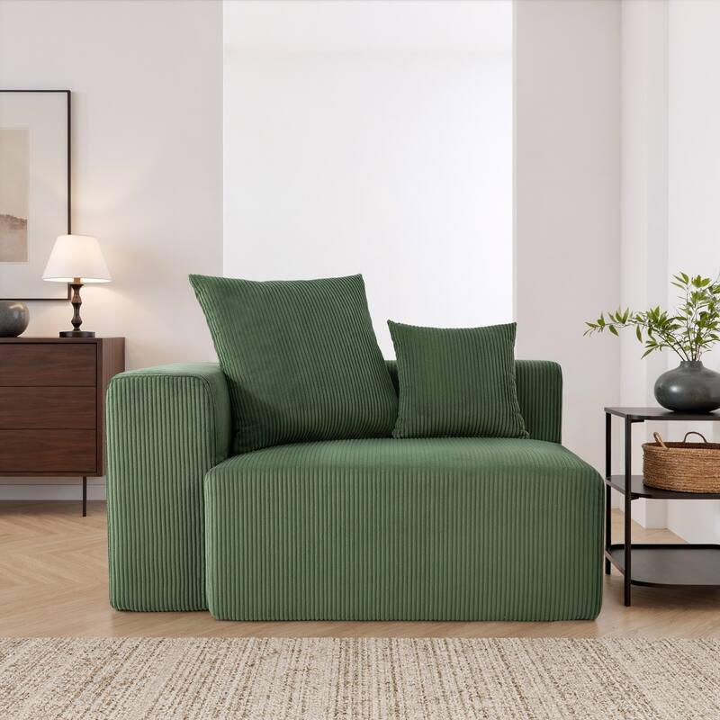 51"W Oversized Modular No Assembly Corduroy Accent Corner Chair