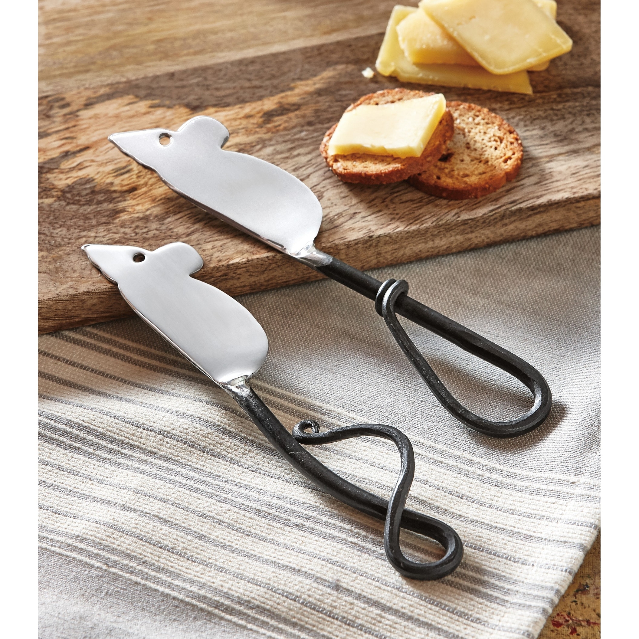 2-Piece Mouse Themed Premium Stainless Steel Charcuterie Board Cheese Jams Butter Spreader Knife Set