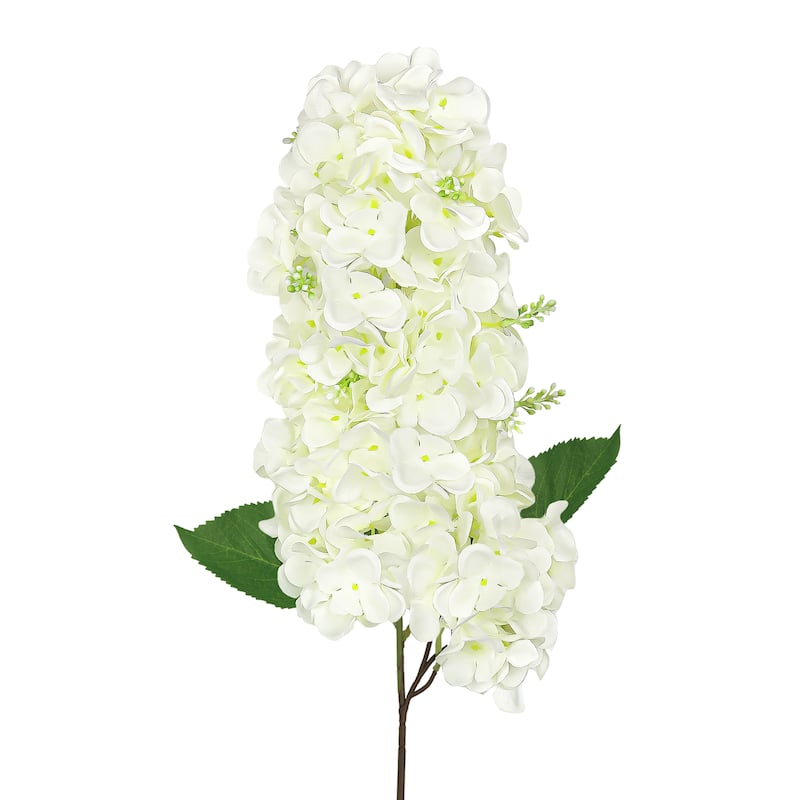 Set of 2 Deluxe Cream White Artificial Cone Hydrangea Flower Stem Spray 34in - 35" L x 5" W x 5" DP