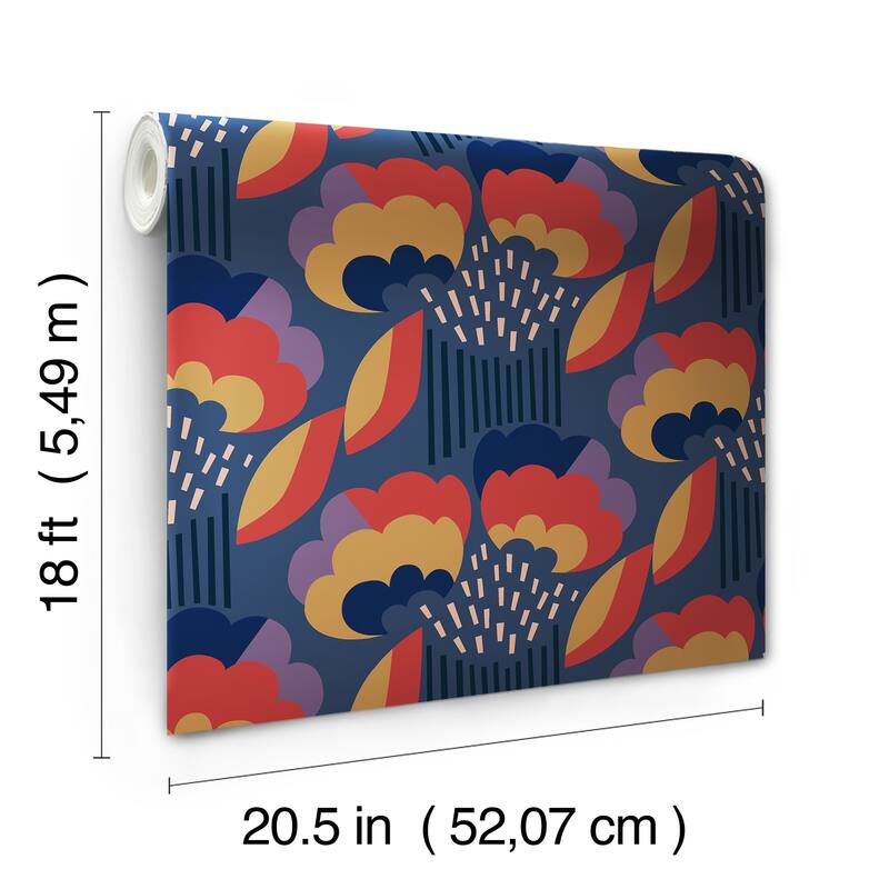 Megan Carter Retro Esme Navy Peel and Stick Wallpaper