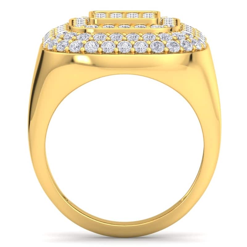 3Ct Men's Diamond Ring Wide High Polished Anniversary Band White or Yellow Gold