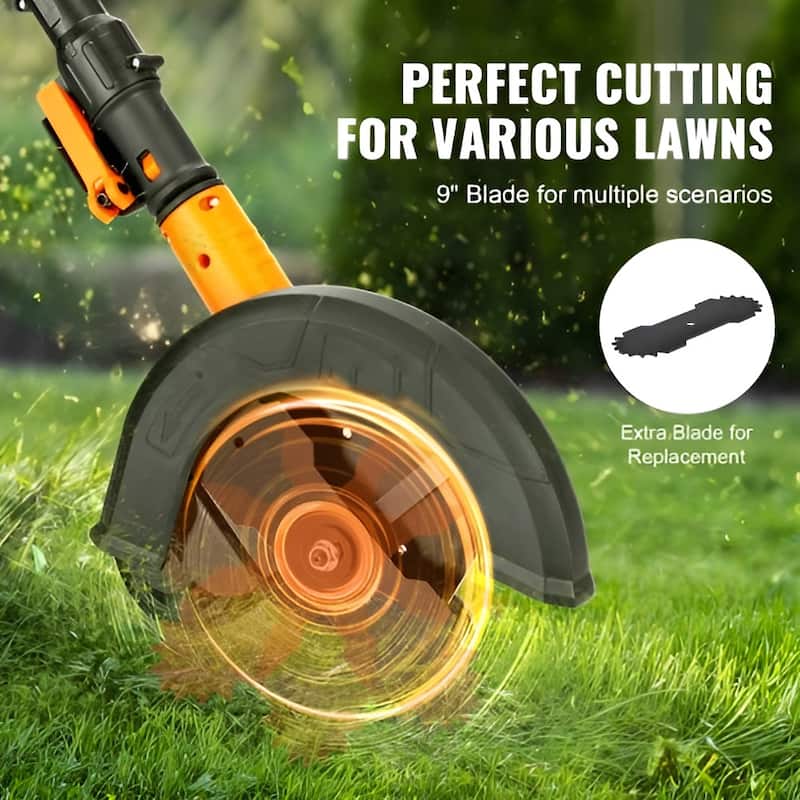 Orange, Black Silver Cordless Edger 9" Blade, 3 Depth Settings - 59" x 11.8" x 7.0"