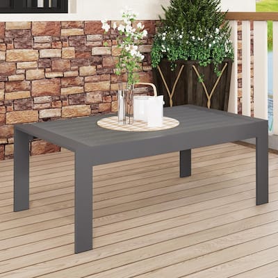All-Weather Aluminum Outdoor Coffee Table,Modern Coffee Table for Outside,Rectangle Patio Coffee Table