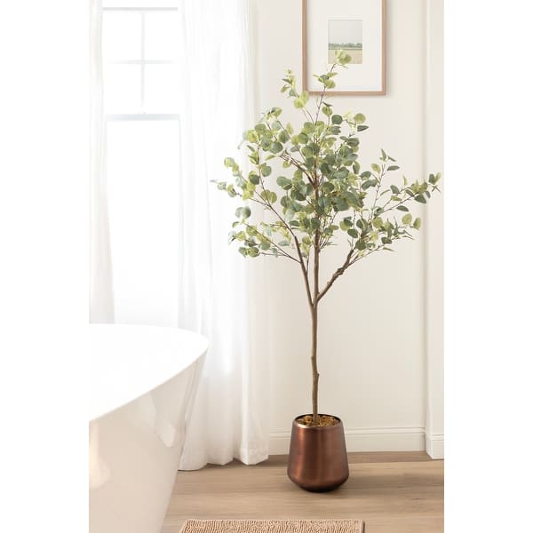 Kate and Laurel Eudora Faux Eucalyptus Tree - 6ft - Bronze