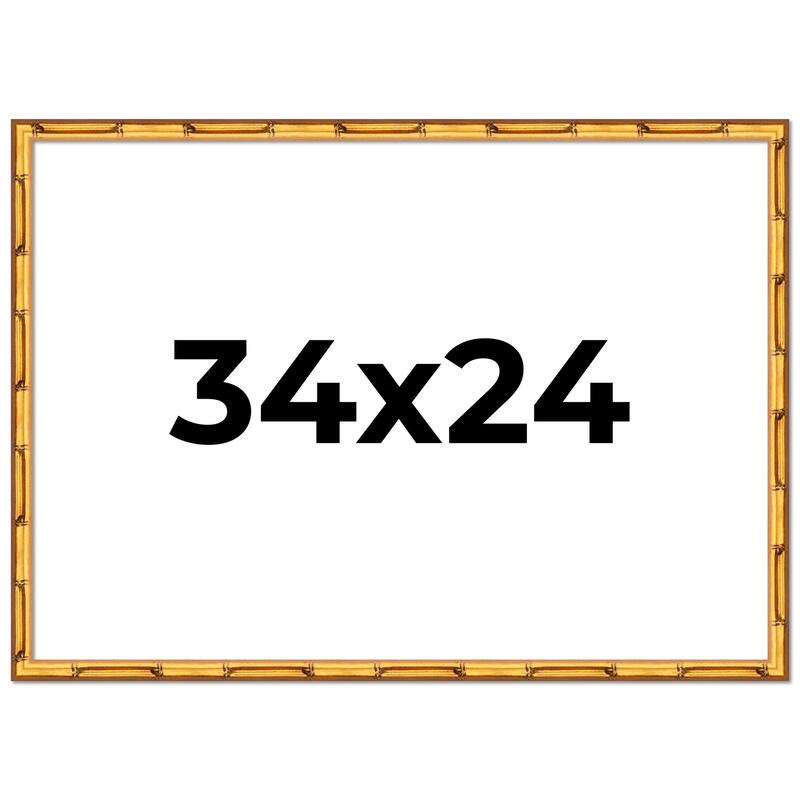 34x24 Frame Gold Bamboo Picture Frame Modern Photo Frame Includes UV Acrylic Shatter Guard Front Acid Free Foam Backing Board