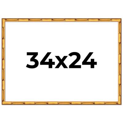 34x24 Frame Gold Bamboo Picture Frame Modern Photo Frame Includes UV Acrylic Shatter Guard Front Acid Free Foam Backing Board