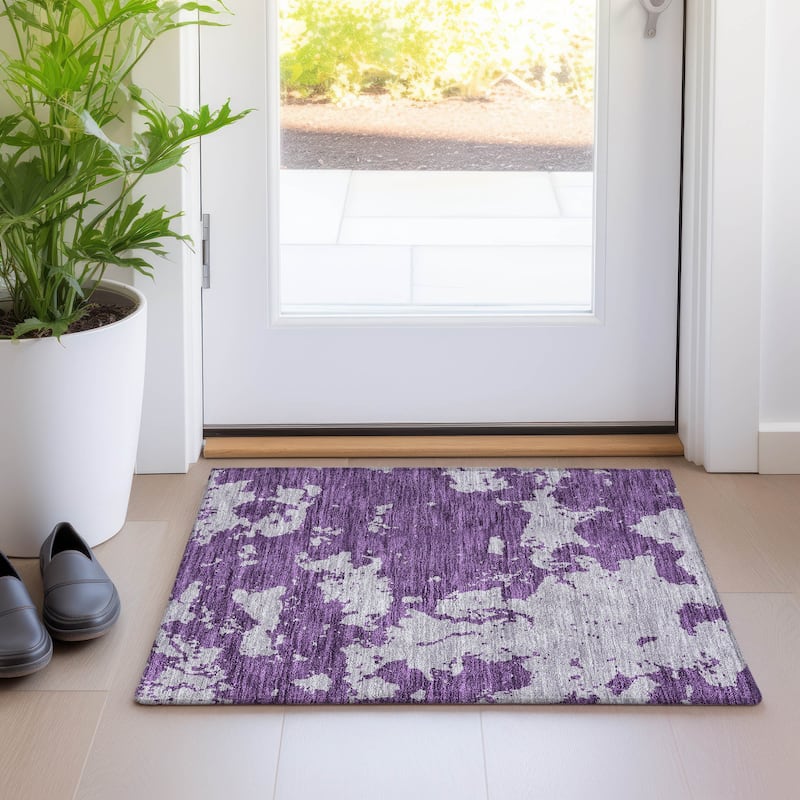 Premium Washable Super Soft Absstract Contempo Mayfield Rug - Purple - 1'8" x 2'6"