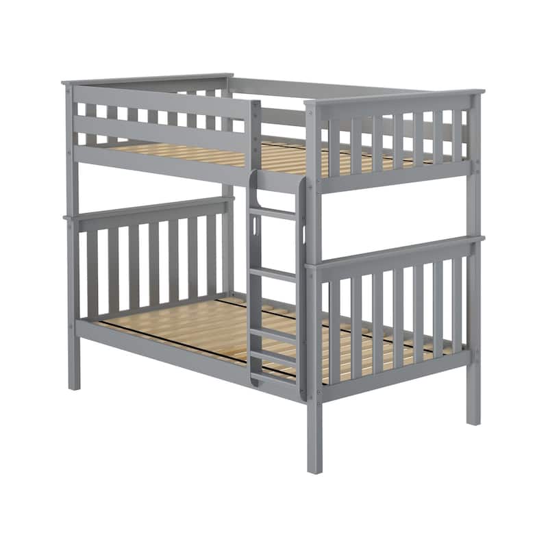 Now Furniture Solid Wood Twin Over Twin Bunk Bed with Straight Ladder
