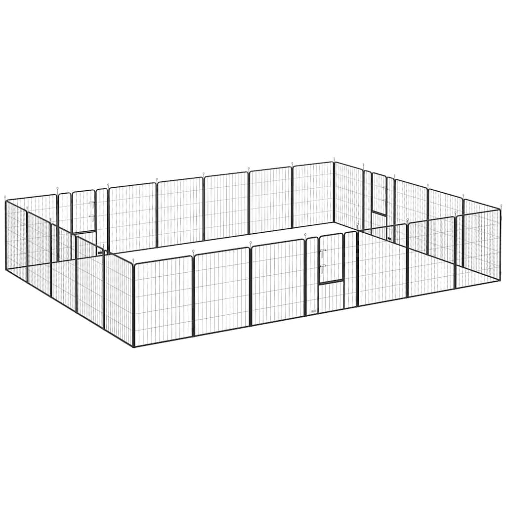 PawHut 39" H Dog Playpen, 24 Panels Puppy Play Pen with Lockable Door, DIY Shape Pet Exercise Fence, Black