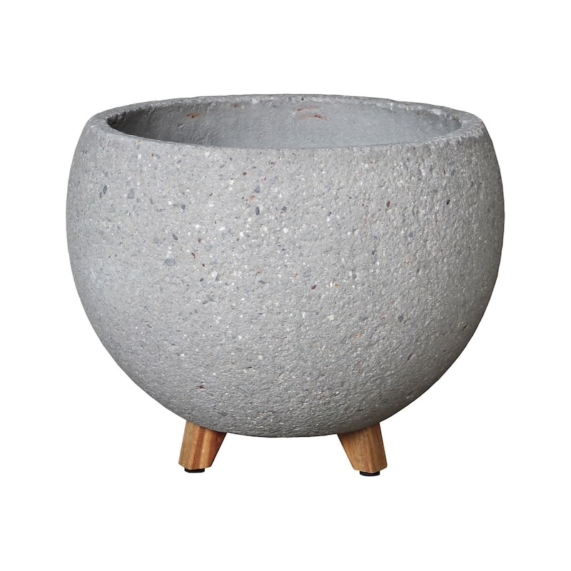 Set of 3 Cement Pots w/ Feet- A - Rockgrey