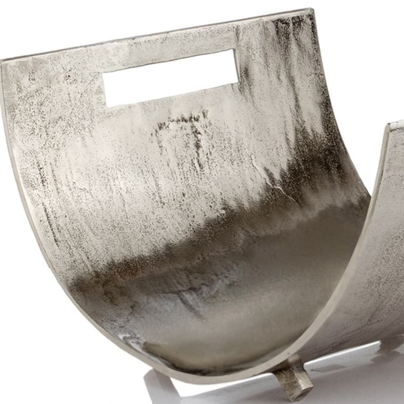 HomeRoots 17" Brushed Silver Modern Magazine Basket