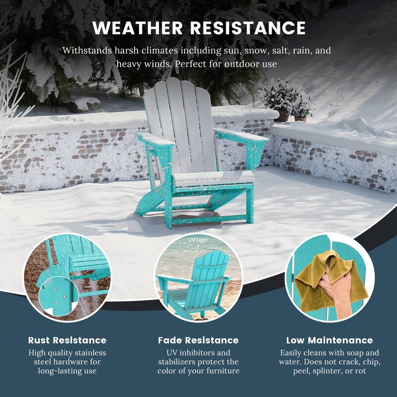 Aderson Outdoor Poly Adirondack Chair with Side Table and Ottoman 5-Piece Set