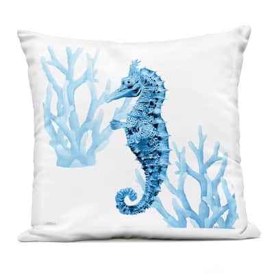 Stupell Blue Tone Seahorse & Coral Printed Outdoor Throw Pillow Design by Cat Thurman Designs