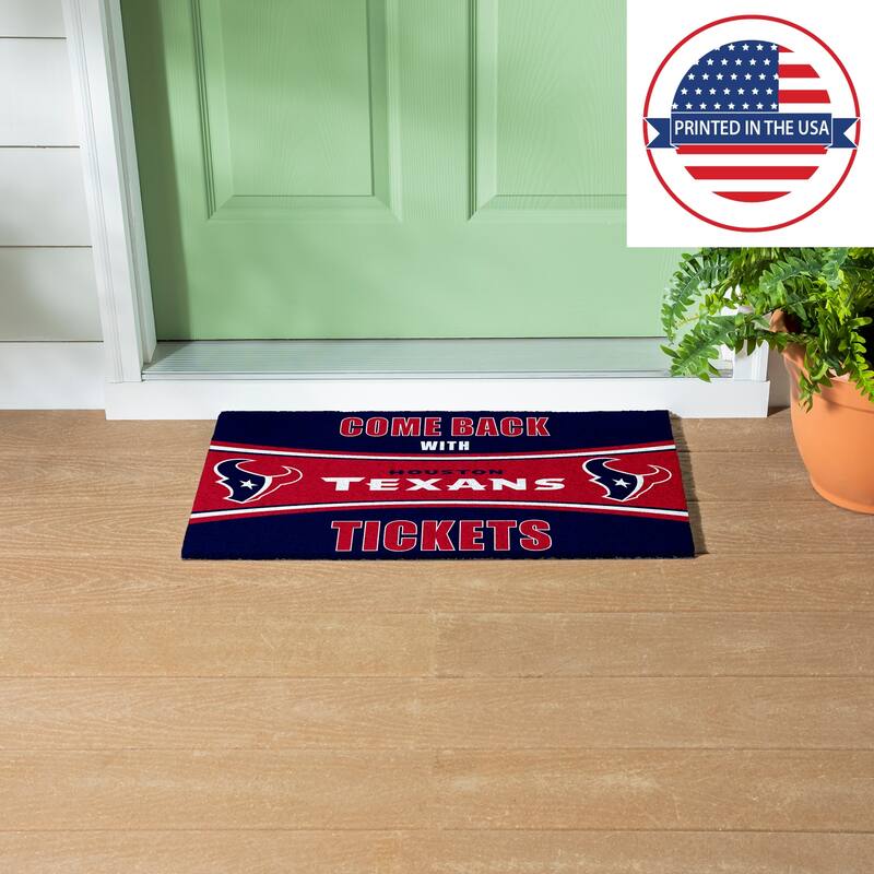 Houston Texans 28 in. x 16 in. PVC "Come Back With Tickets" Trapper Door Mat