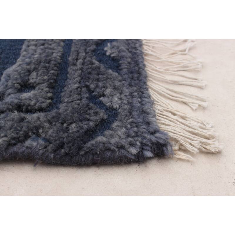 ECARPETGALLERY Hand-knotted Tangier Navy Wool Rug - 8'3 x 10'0