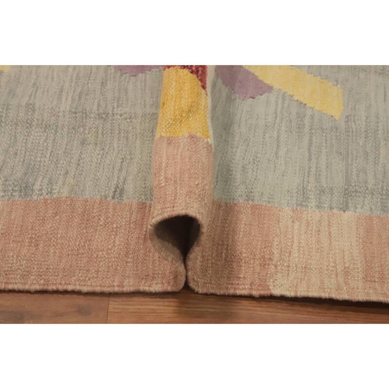 Hand Woven Oriental 100% Wool Carpet Southwestern Tribal Multi-Colored Kilim Area Rug - 11' 7'' X 9' 4''