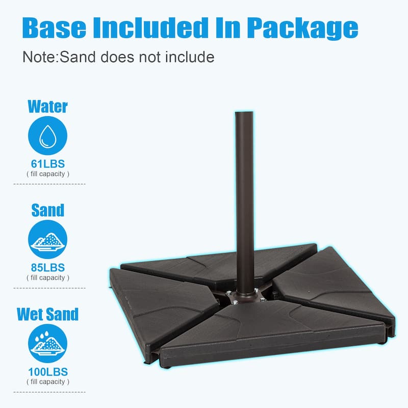 8ft×8ft Square Steel Crank-lift Cantilever Umbrella With Weighted Base