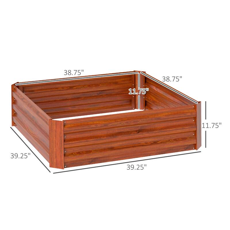 2 Piece Metal Planter Box Raised Garden Bed for Growing Plant