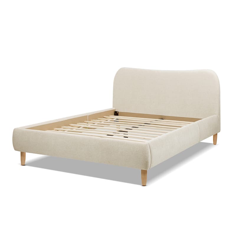 Roman Boucle Sherpa Curved Headboard Modern Platform Bed