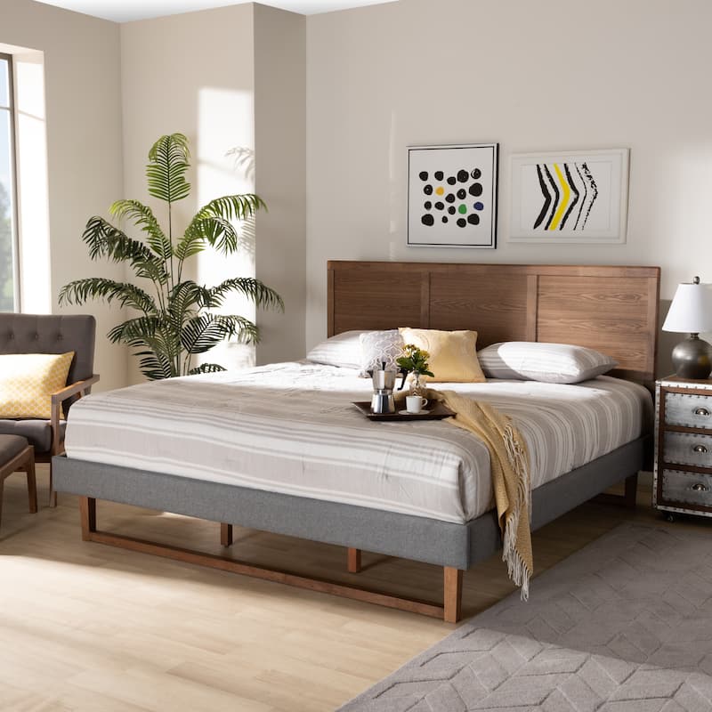 Carson Carrington Inglerud Upholstered Ash Walnut Wood Platform Bed