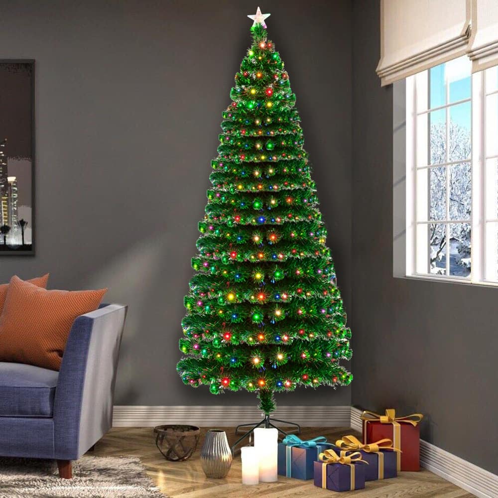 7.5FT Pre-Lit Optic Fiber Christmas Tree Multicolor Lights