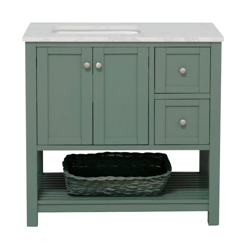 KitchenBathCollection Lakeshore 36" Bathroom Vanity with Engineered Carrara Top
