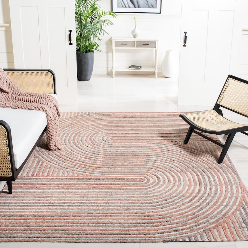 SAFAVIEH Handmade Southampton Catena Abstract Wool Rug - 6' Square - Rust - Square