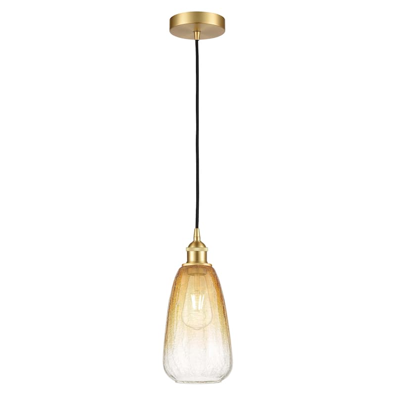 Innovations Lighting Endless Possibilities Edison - Brookhaven Almond - 1 Light 6" Cord Hung Mini Pendant - Satin Gold/Amber
