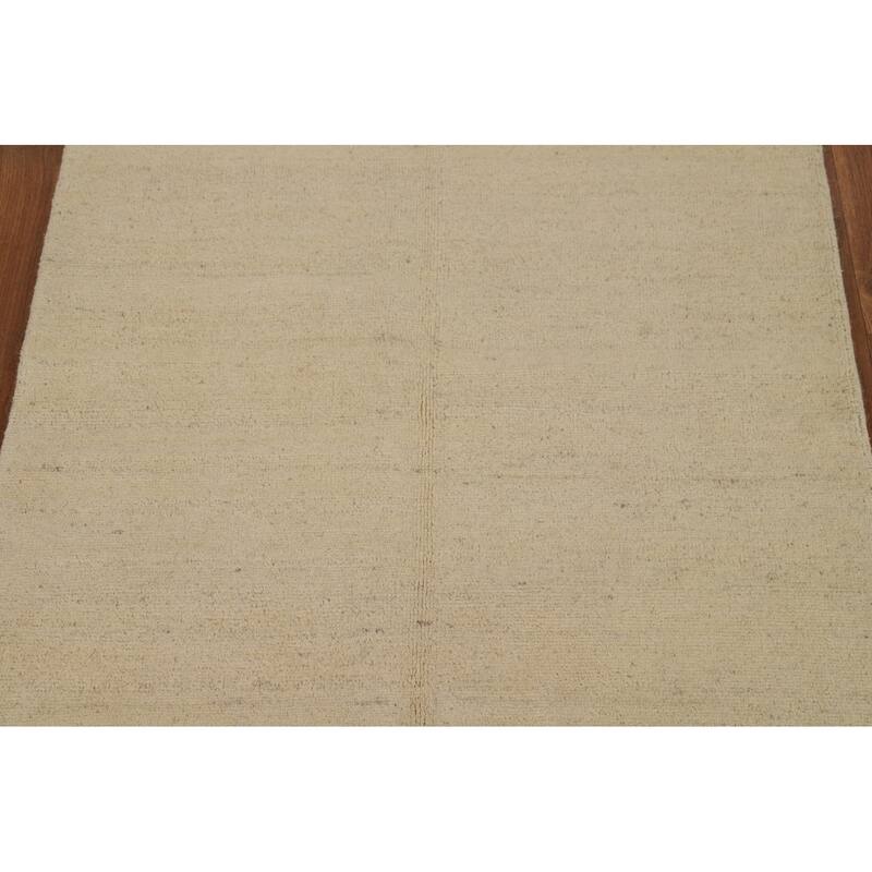 Modern Gabbeh Oriental Accent Rug Handmade Beige Wool Carpet - 2'9"x 4'0"