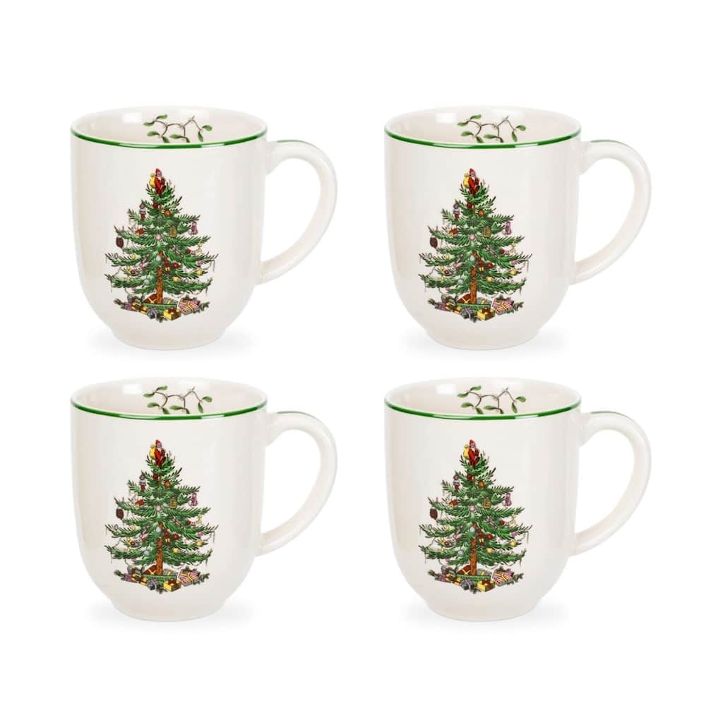 Spode Set of 4 Christmas Tree 14 oz Cafe Mug