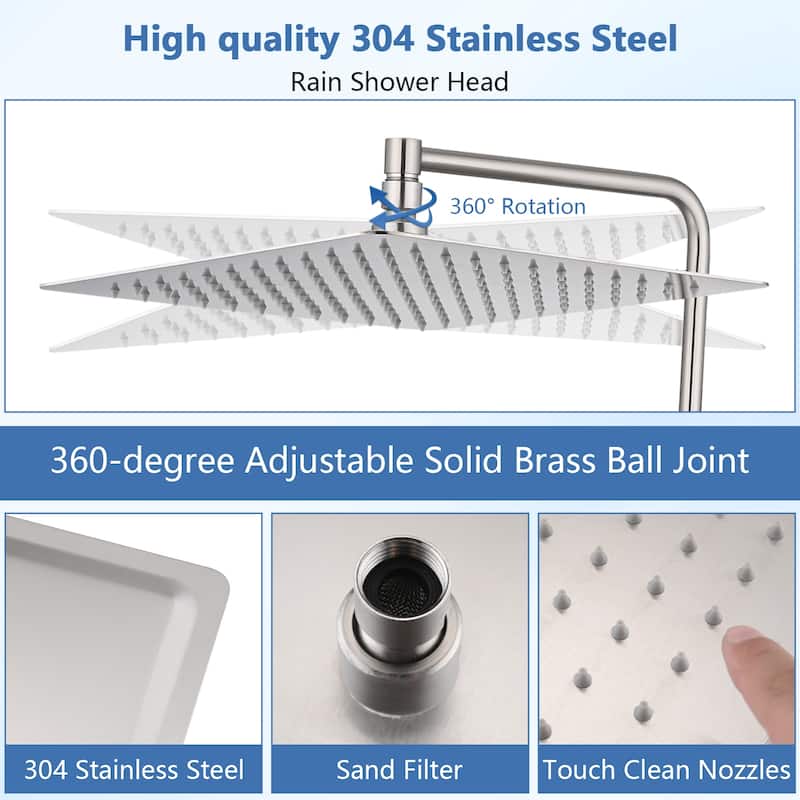 12 inch Adjustable Extension Arm High-pressure Rain Shower Head, Rain Fixed Shower Head
