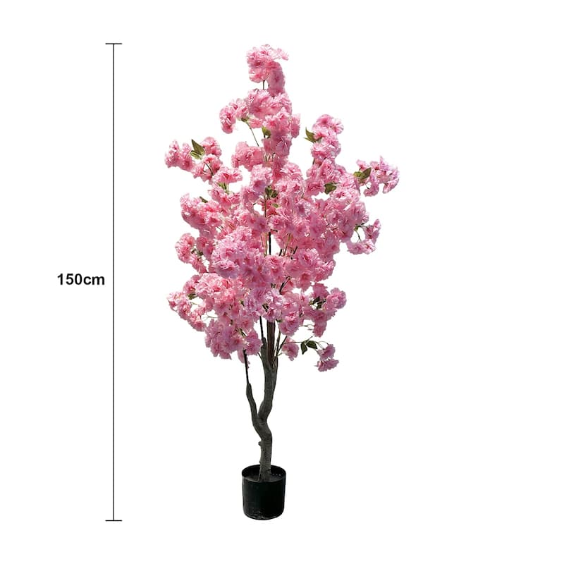 Decorative Faux Artificial Cherry Blossom Silk Tree in Pot for Home Decor