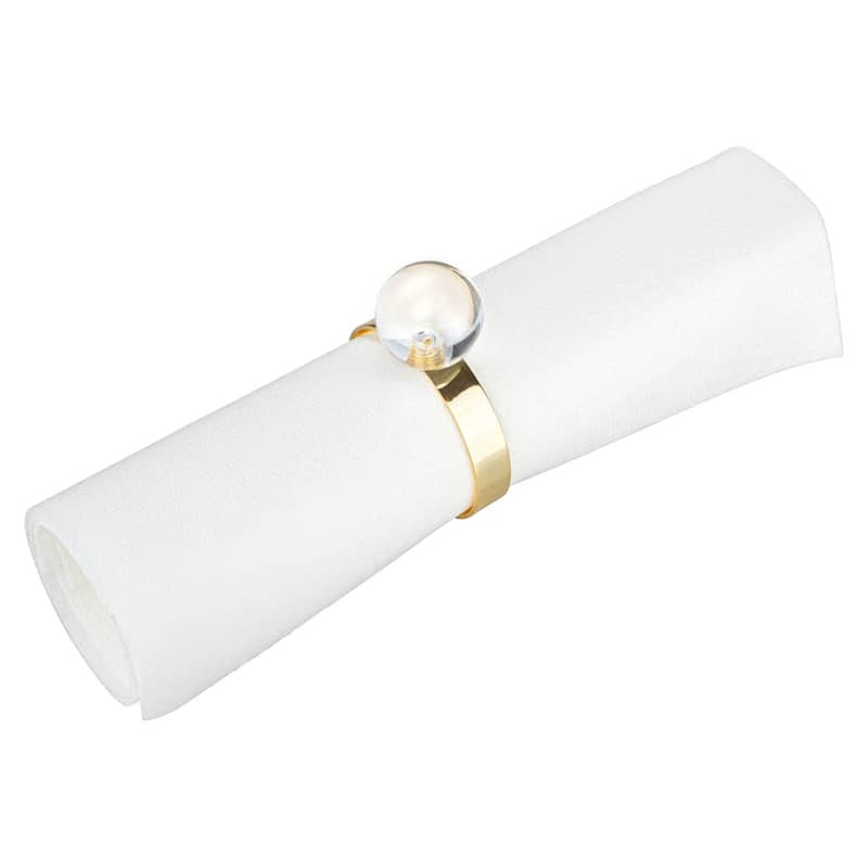 S/4 Napkin Rings Gold with Clear Ball Detail - 2" - Set of 4