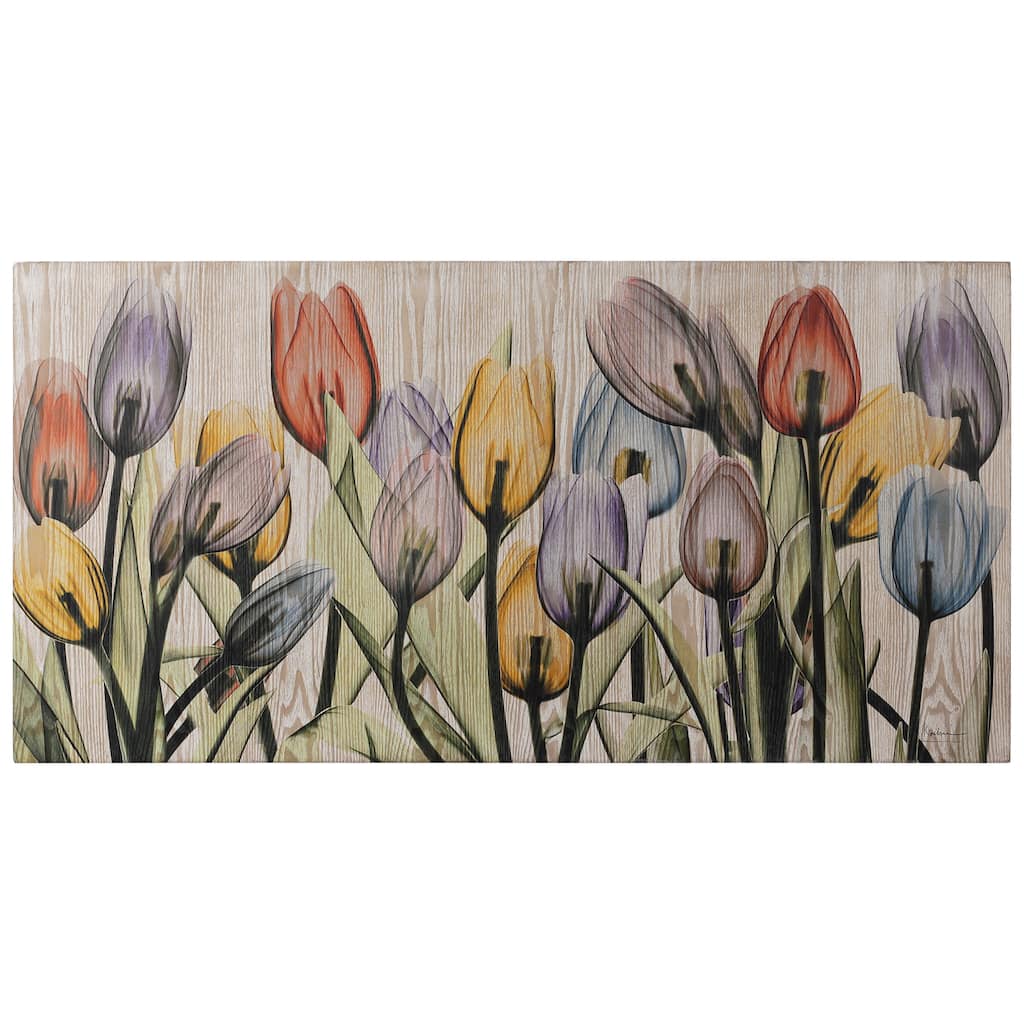 "Tulipscape" Fine Radiographic Photography Giclee Printed Directly on Hand Finished Ash Wood Wall Art
