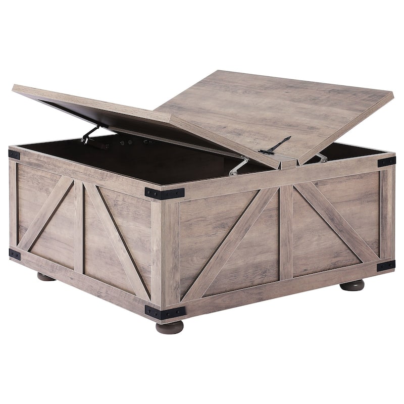 36 Inch Lift Top Square Coffee Table with Large Storage Compartment Perfect for Books or Documents Store - 36” x 36” x 18.2”