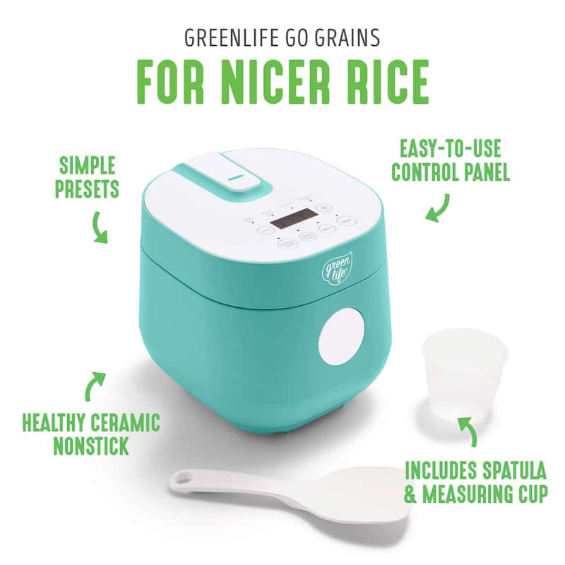 GreenLife Healthy Ceramic Nonstick Rice & Grains Cooker, Yellow