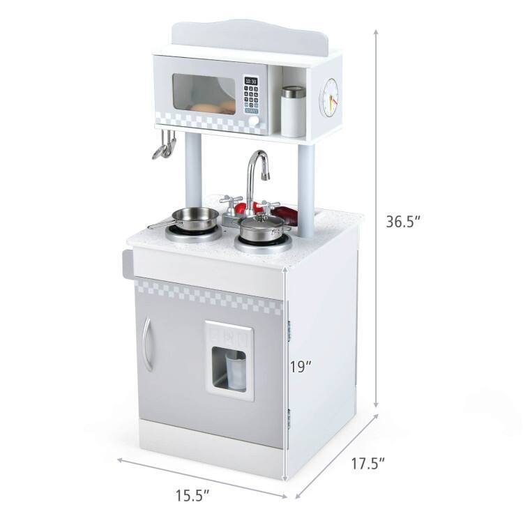Chef Pretend Kitchen Playset with Cooking Oven and Sink for Toddlers - 17.5" x 15.5" x 36.5"(L x W x H)