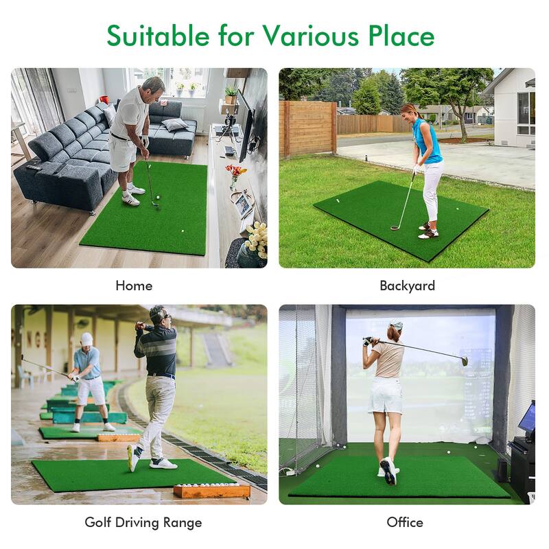 Costway 5' x 3' Standard Realistic Feel Golf Practice Mat Putting Mat