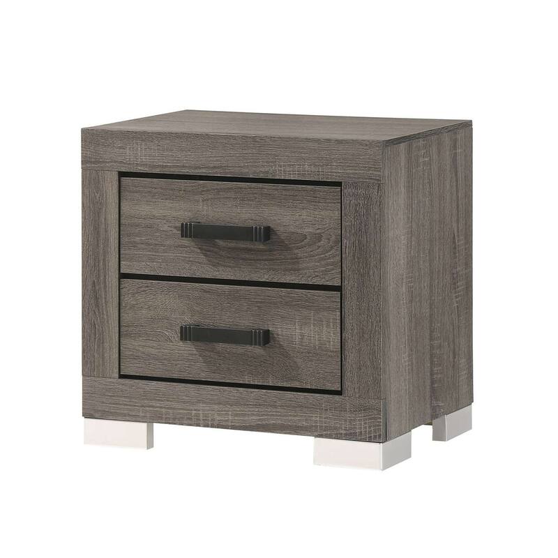 Advanced Stylish Oak-Gray Suave Nightstand with 2 Spacious Drawers