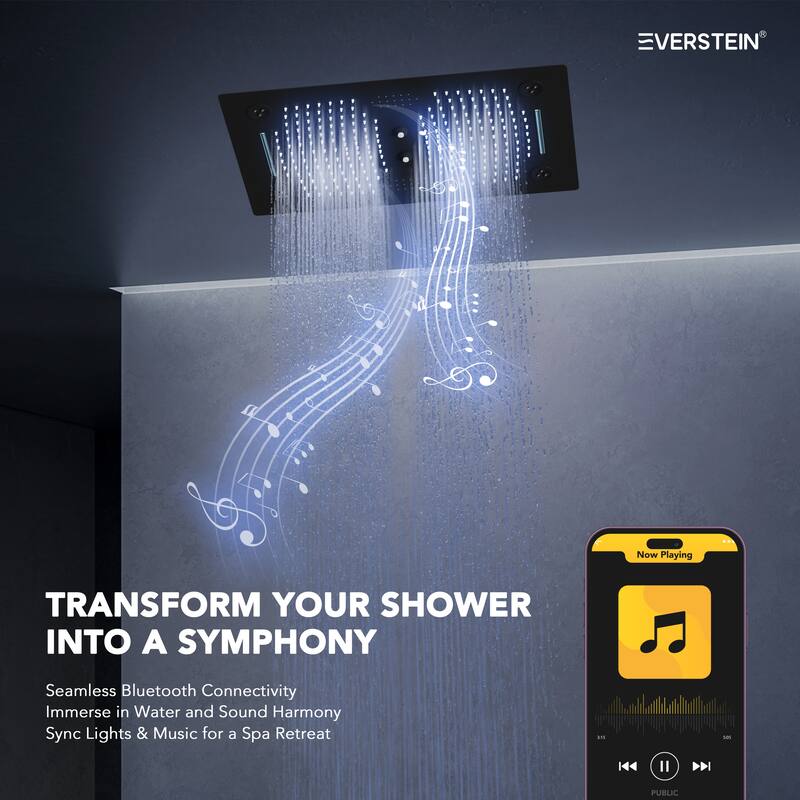 Shower Faucet System 28"*16" Ceiling Mount Shower Head with 4 Spray Mode Body Jets Handheld Spray LUXURY LED