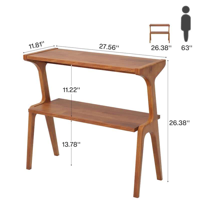 Narrow End Table for Living Room, 2-Tier Slim Sofa Side Table