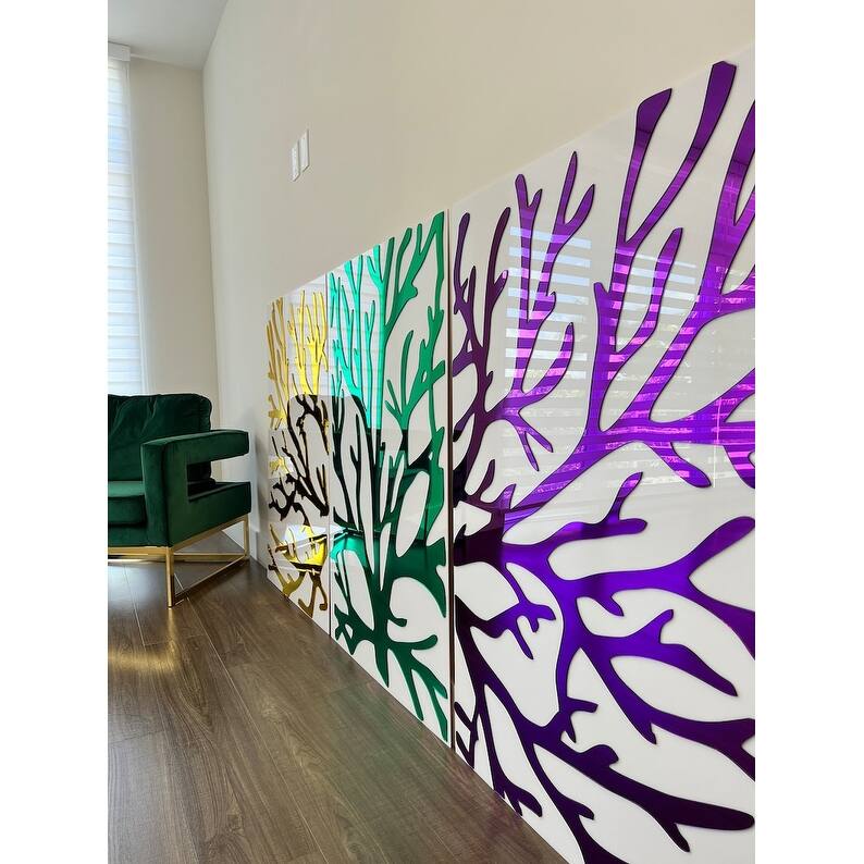 Extra Large Mirrored Acrylic Wall Art/Set of 3/Made In USA/ Wall Decor