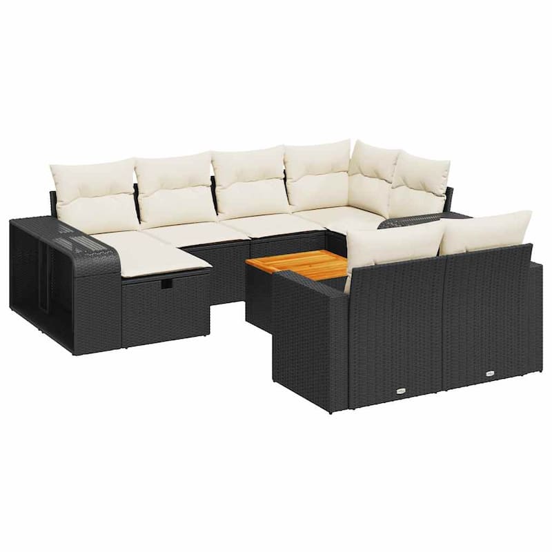 vidaXL Garden Sofa Set Black - 21.7 x 21.7 x 14.6
