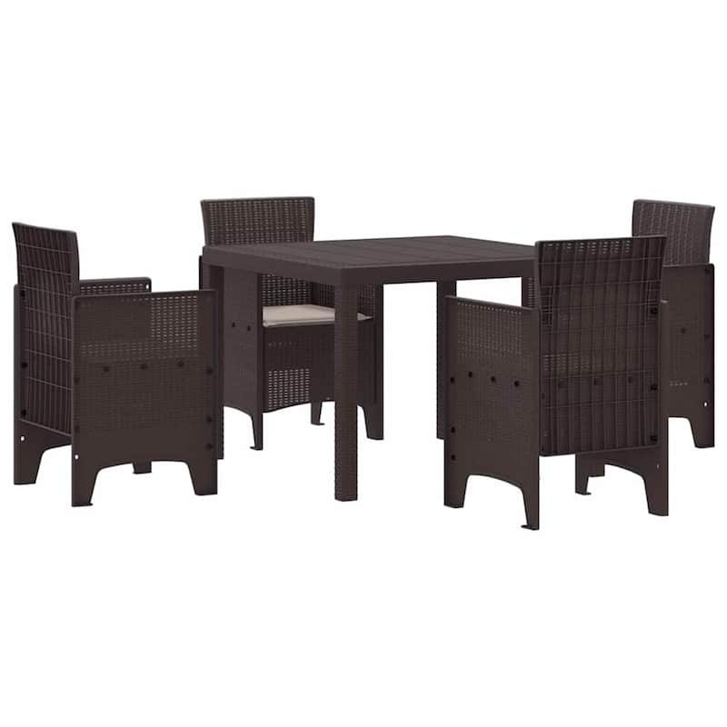 vidaXL Garden Dining Set 3/5 pcs Anthracite/Brown Polt rattan - 100 x 100 x 73 cm