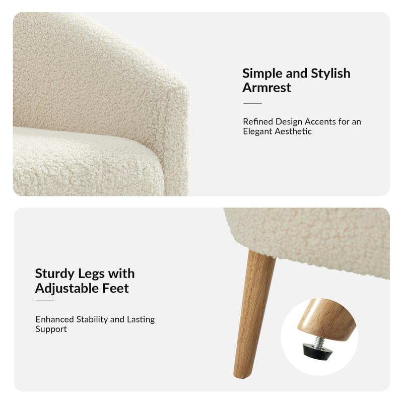Sheila Modern 30"W Boucle Armchair with Solid Wood Legs Set of 2 by HULALA HOME