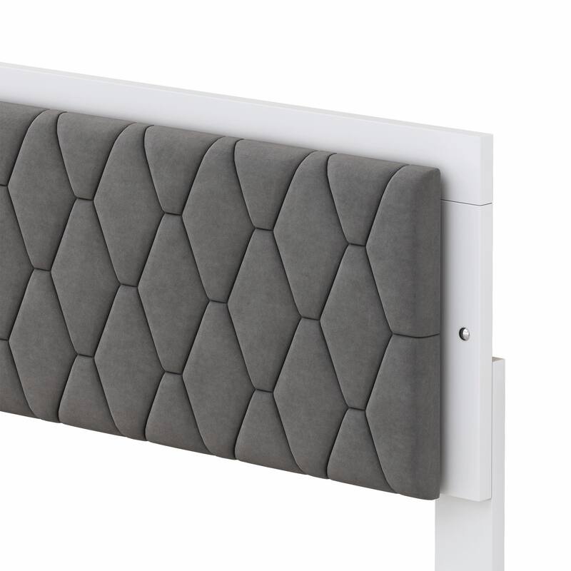 Queen Size Upholstered Bed with LED Lights, Modern Velvet Platform Bed
